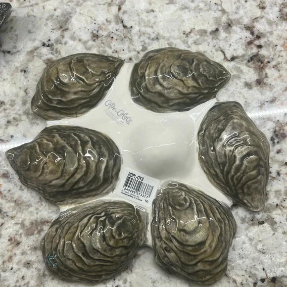 Oyster Plate Blue and White Ceramic by Coton Colors - Picture 2 of 2